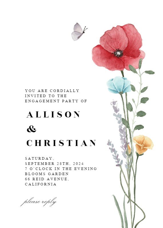 Meadow bouquet - engagement party invitation