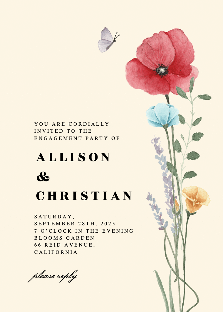 Meadow bouquet - engagement party invitation