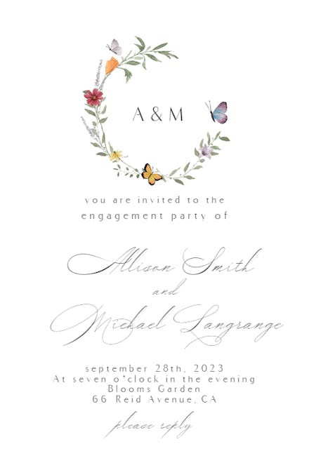 Meadow Monogram - Engagement Party Invitation