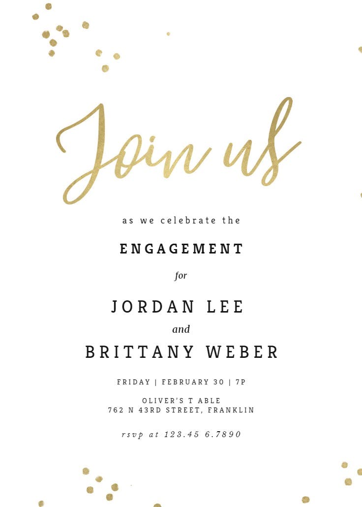 Minimal confetti -  invitación para fiesta de compromiso