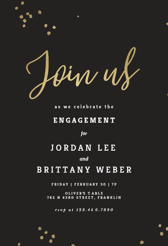 Simple Gold Pineapple - Engagement Party Invitation Template (Free ...