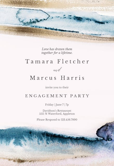 Modern fluid - engagement party invitation