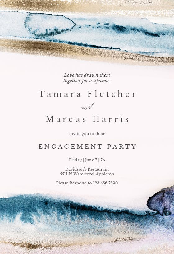 Modern fluid - engagement party invitation