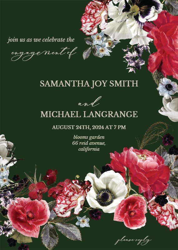 Moody floral - engagement party invitation