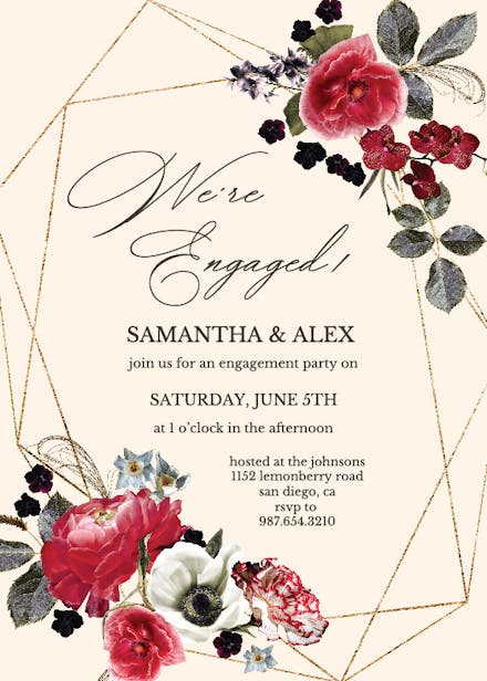 Moody Flowers - Engagement Party Invitation Template | Greetings Island