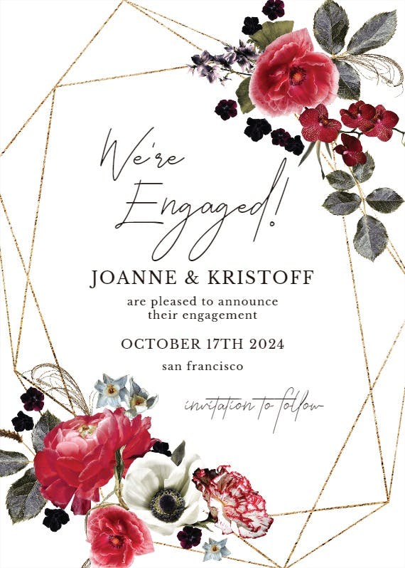 Moody flowers - engagement party invitation