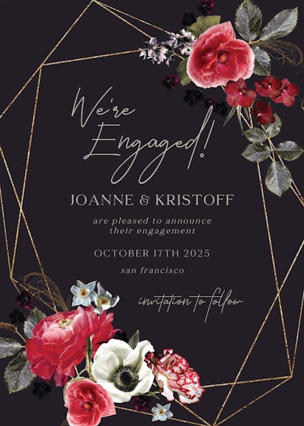 Moody flowers - engagement party invitation