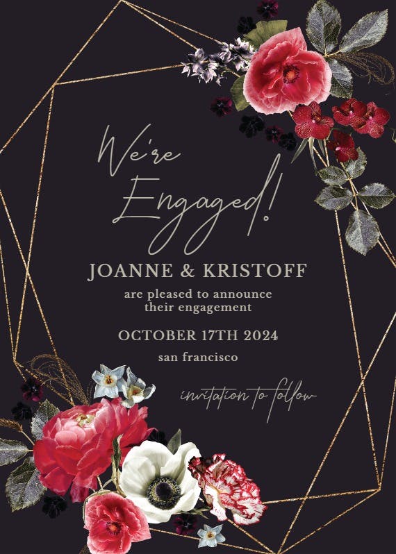 Moody flowers - engagement party invitation