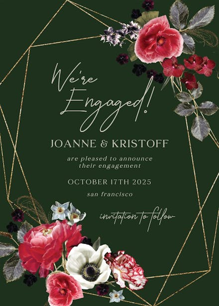 Moody flowers - engagement party invitation
