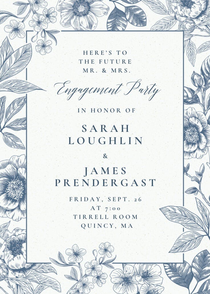 Navy blooms - invitation