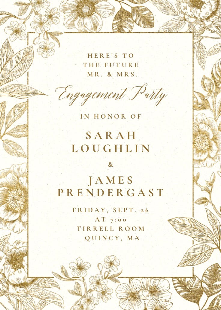 Navy blooms - party invitation