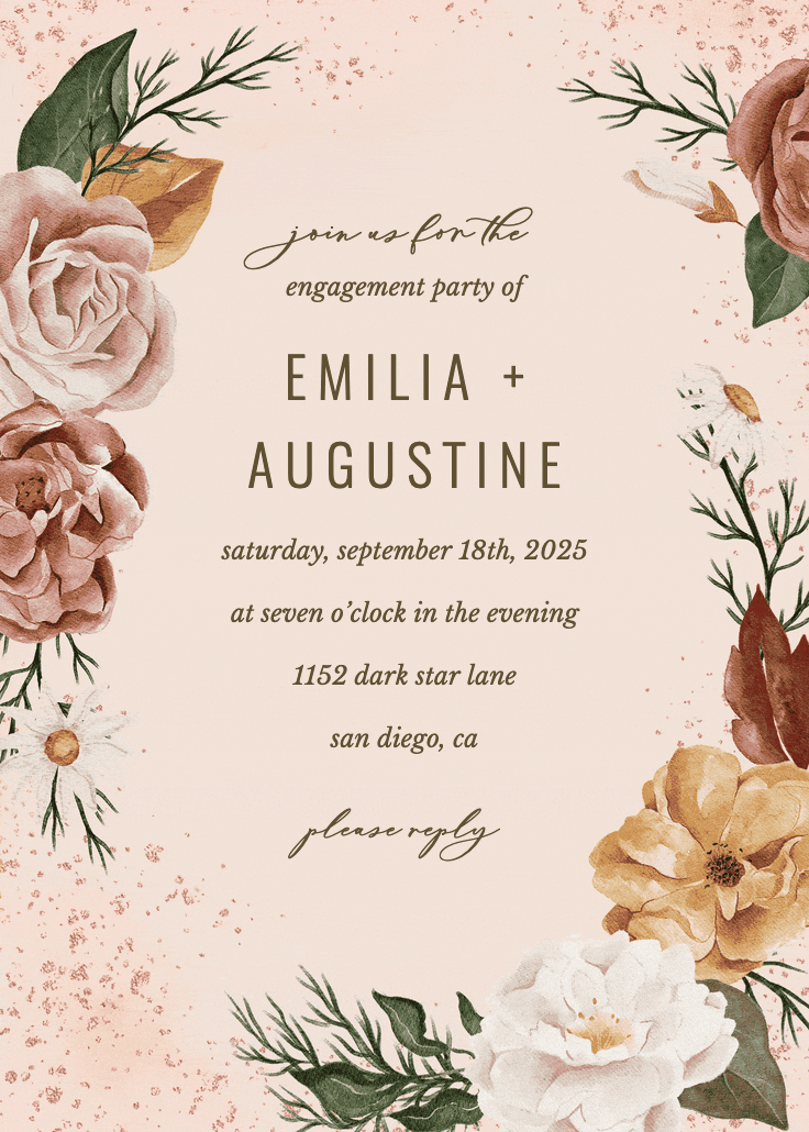 Nocturnal flowers - engagement party invitation