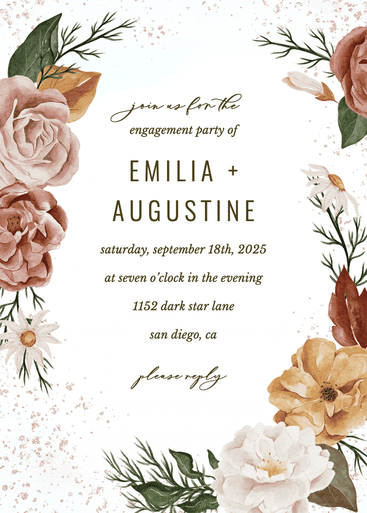 Nocturnal flowers - engagement party invitation