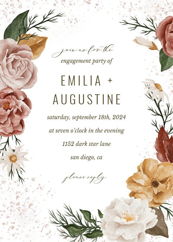 Nocturnal flowers - engagement party invitation