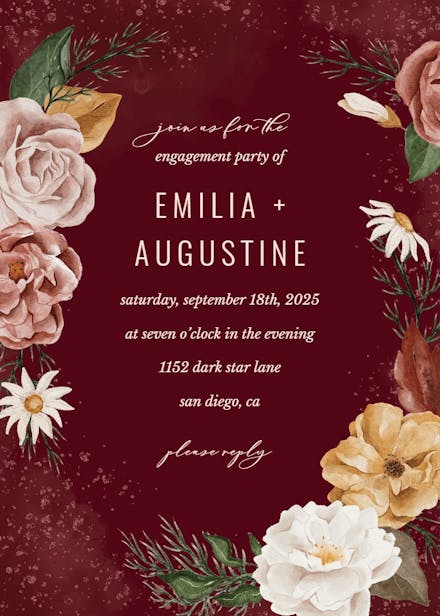 Nocturnal flowers - engagement party invitation