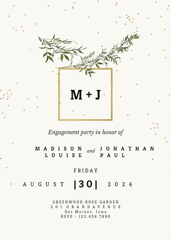 Olive leaves - engagement party invitation