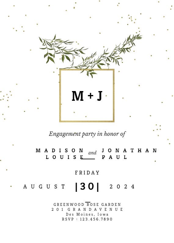 Olive leaves - engagement party invitation