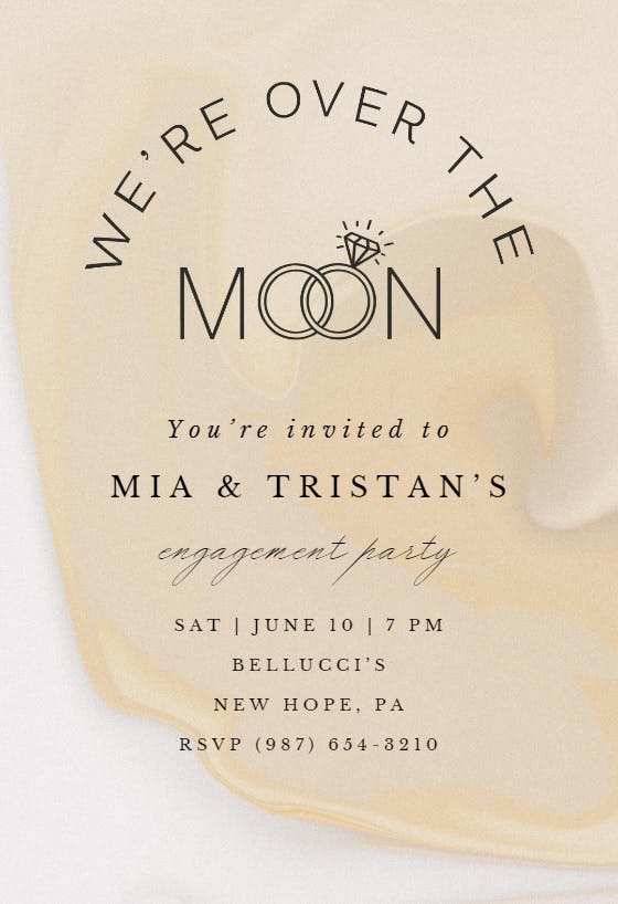 Over the moon -  invitación para fiesta de compromiso