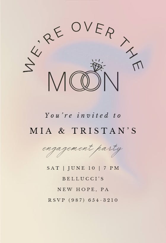 Over the moon - engagement party invitation