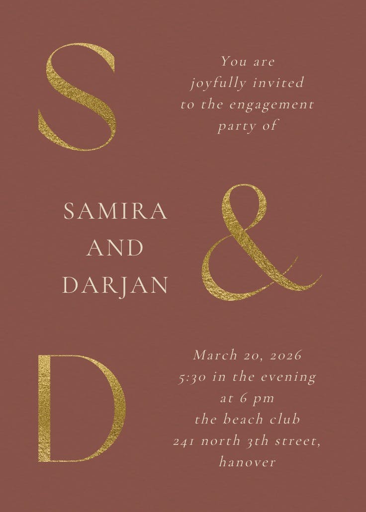 Oversized initials - engagement party invitation