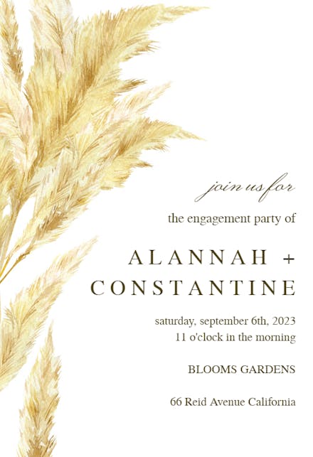 Pampas Grass - Engagement Party Invitation