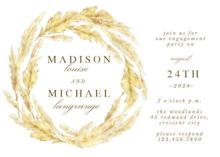 Pampas grass border - engagement party invitation