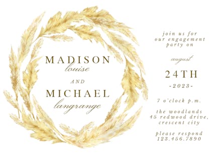 Pampas Grass Border - Engagement Party Invitation