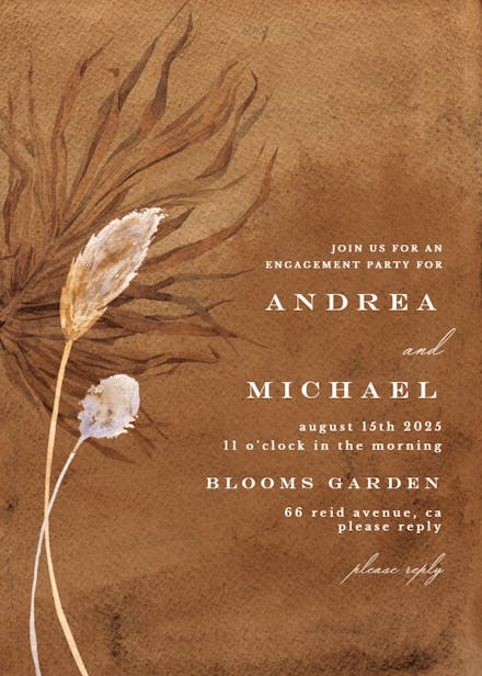 Papyrus and pampas - engagement party invitation