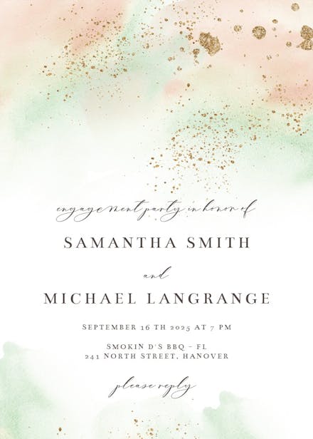 Pink paint and gold - engagement party invitation