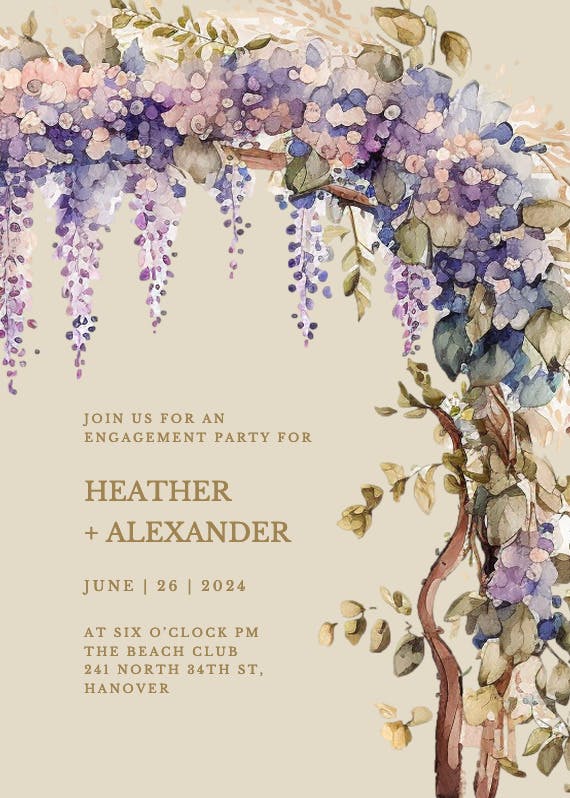 Wisteria canopy - engagement party invitation