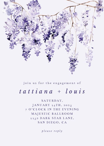 Purple bunch - engagement party invitation