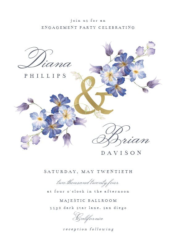 Purple flowers decoration - party invitation