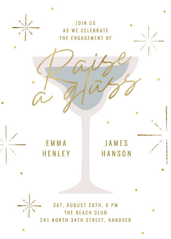 Raise a glass - engagement party invitation