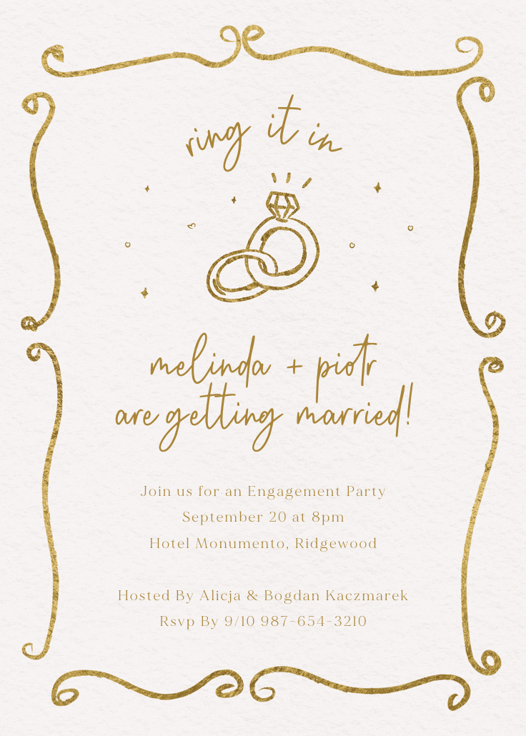 Ring it in - engagement party invitation