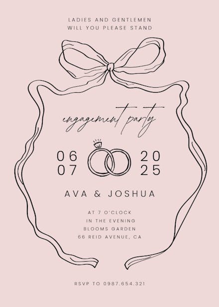 Romantic ribbon - engagement party invitation