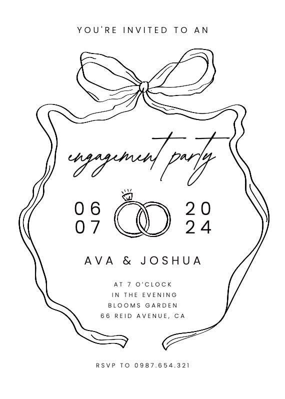 Romantic ribbon - engagement party invitation