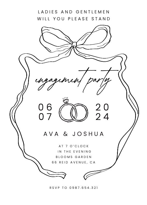 Romantic ribbon - engagement party invitation