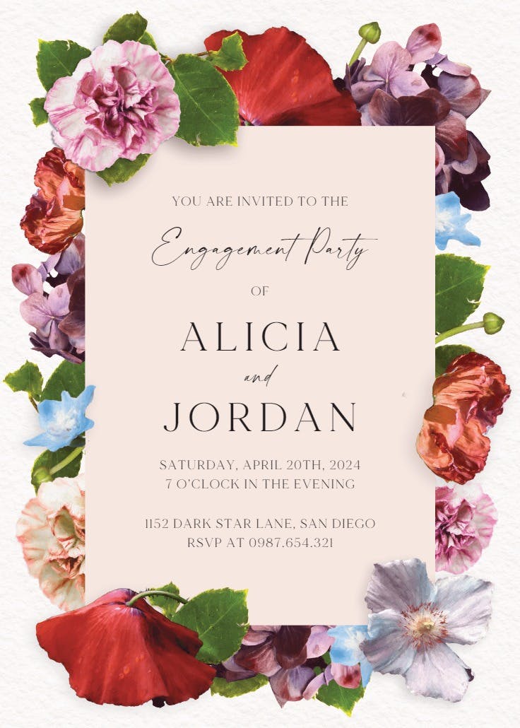 Romantic rosettes - engagement party invitation