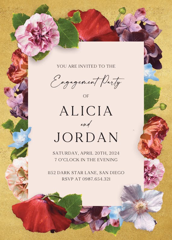 Romantic rosettes - engagement party invitation