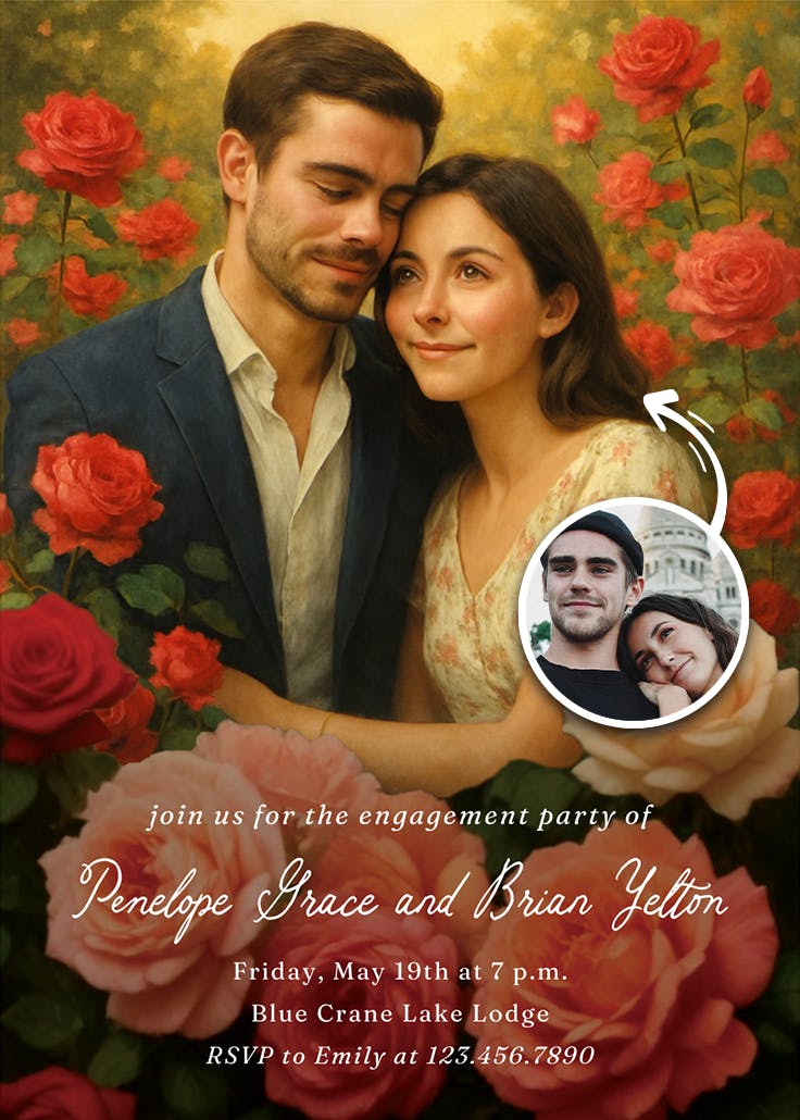 Rose garden -  invitación para fiesta de compromiso