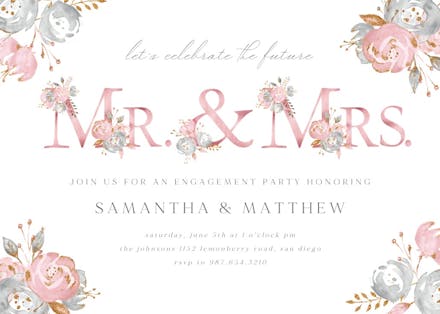 Rose gold alphabet - engagement party invitation