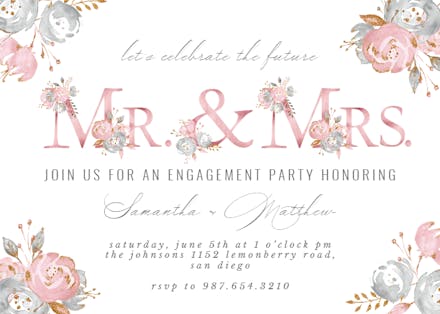 Rose Gold Alphabet - Engagement Party Invitation