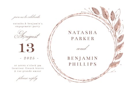 Rose gold geometric floral frames - engagement party invitation