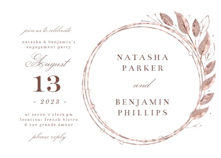 Rose Gold Geometric Floral Frames - Engagement Party Invitation
