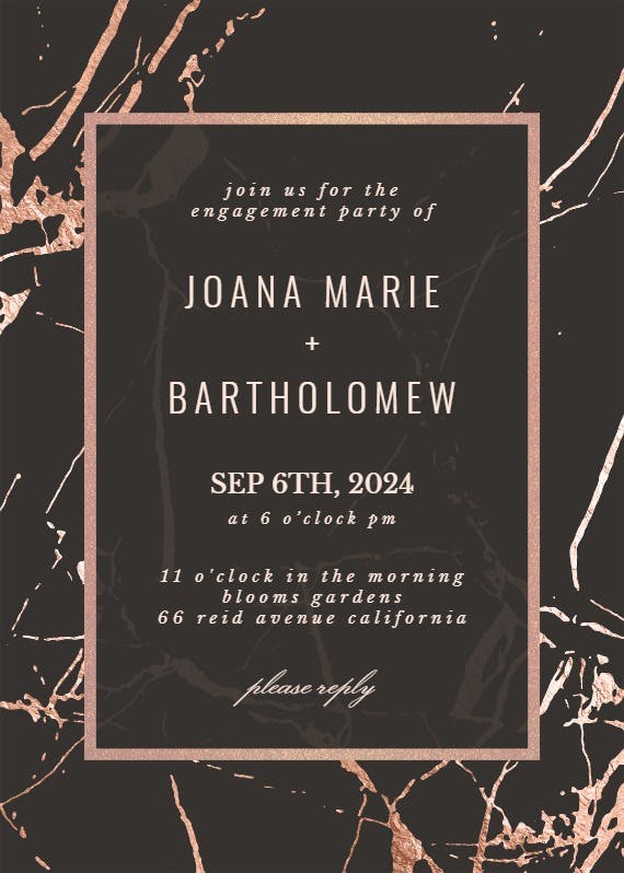 Rose gold marble - engagement party invitation