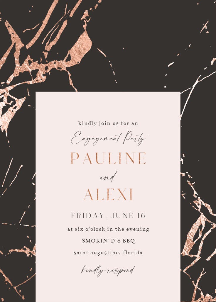 Rose gold marble - engagement party invitation