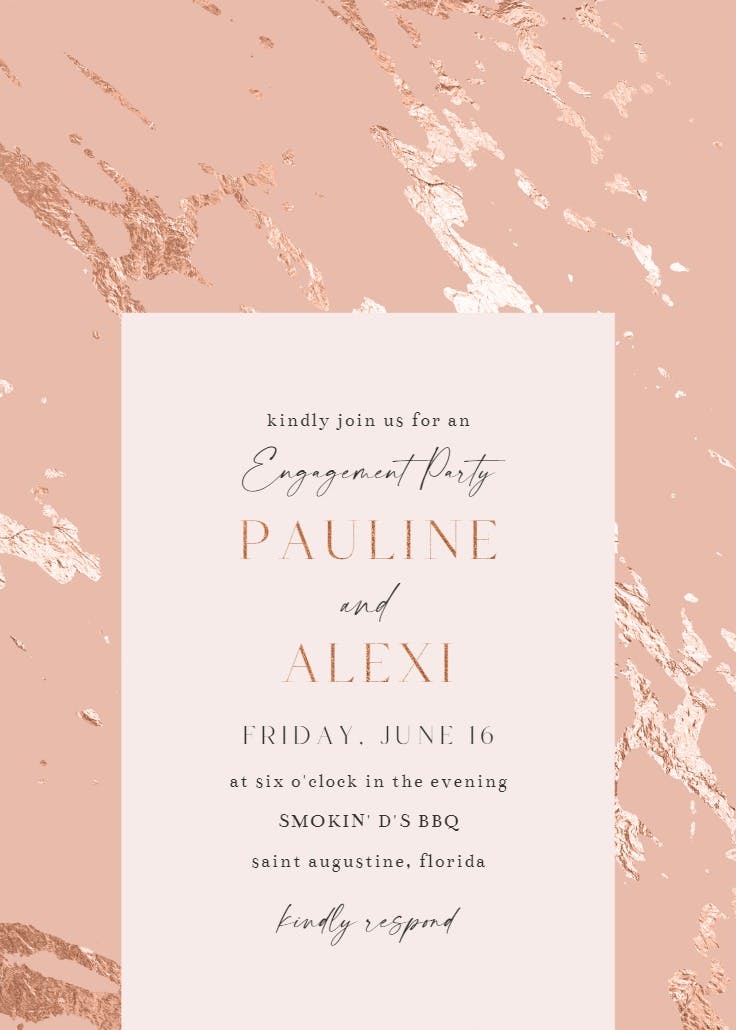 Rose gold marble - engagement party invitation