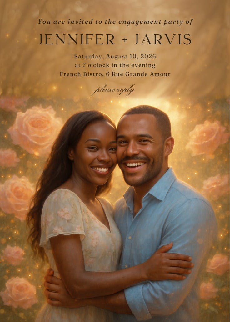 Roses & vows - engagement party invitation