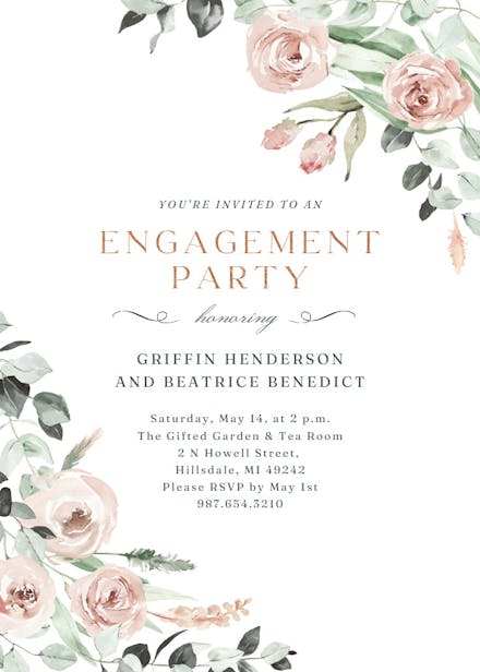 Rosey roses - engagement party invitation