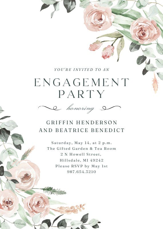 Rosey roses - engagement party invitation